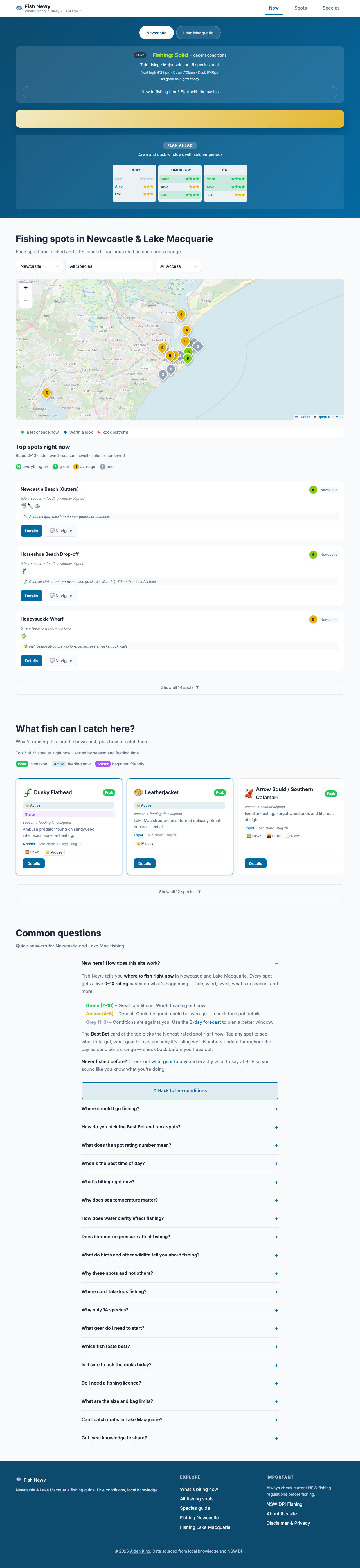 Fish Newy — live fishing conditions for Newcastle and Lake Macquarie